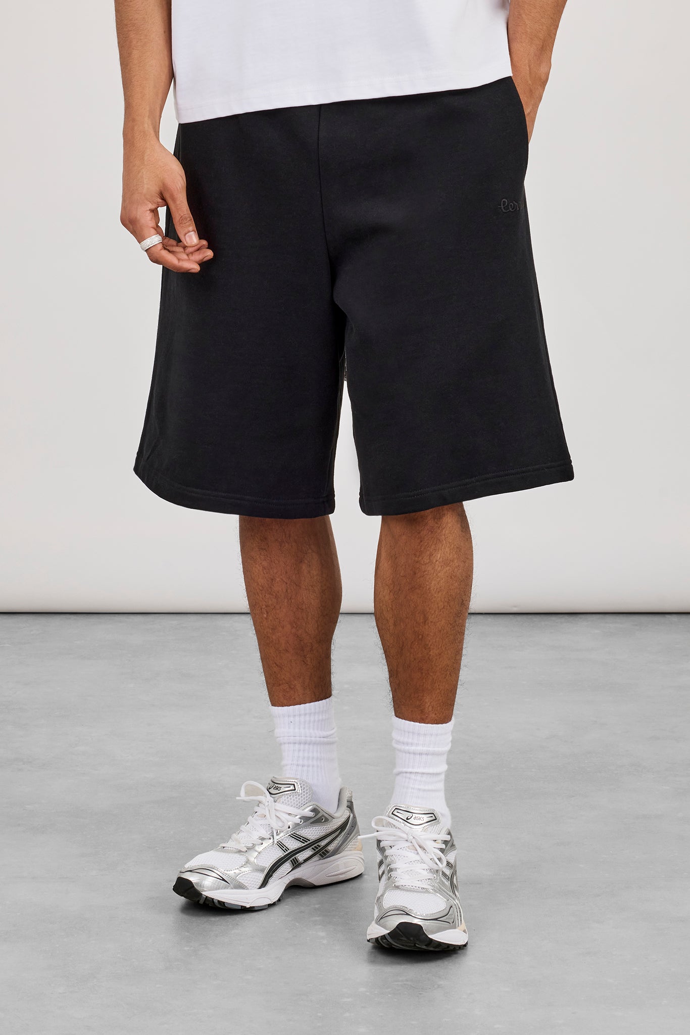 Embroidered Jersey Jort - Black